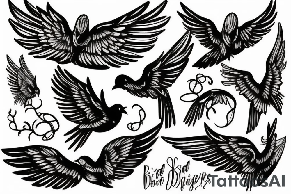 Bird with wings tattoo idea