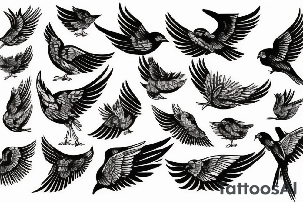 Bird with wings tattoo idea