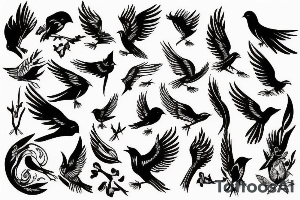 Bird with wings tattoo idea
