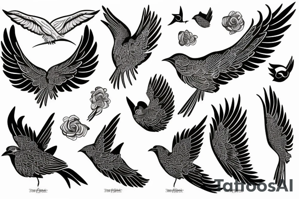 Bird with wings tattoo idea