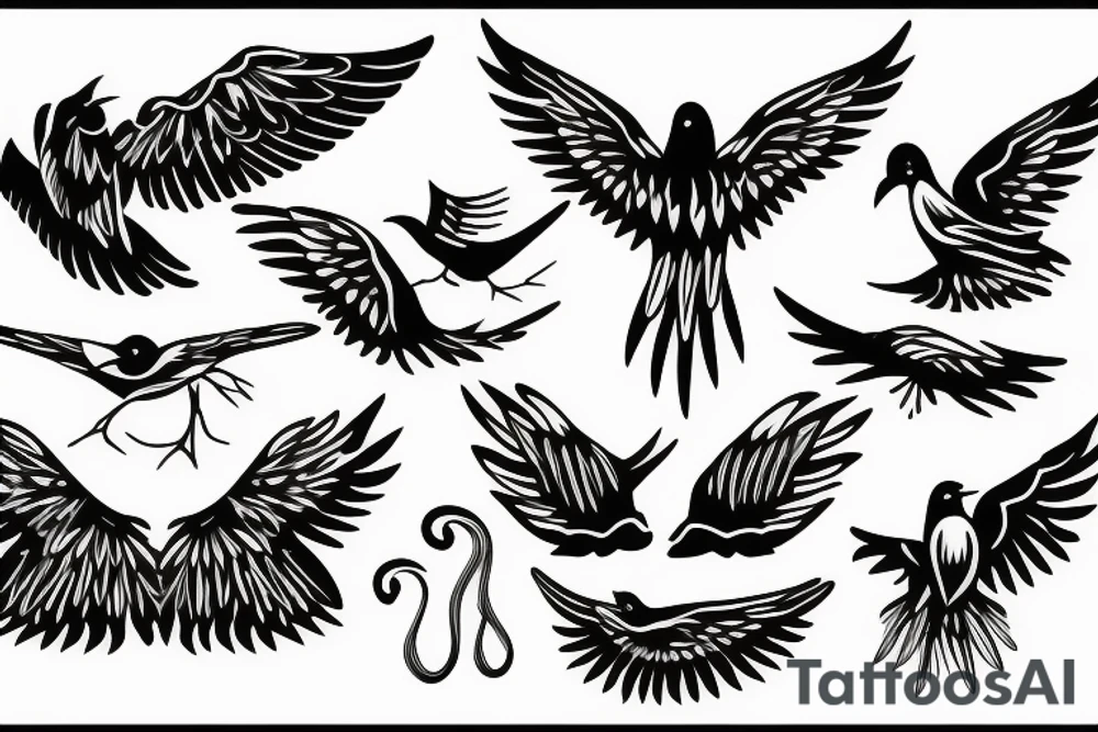 Bird with wings tattoo idea
