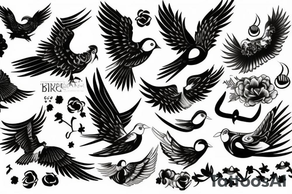 Bird with wings tattoo idea