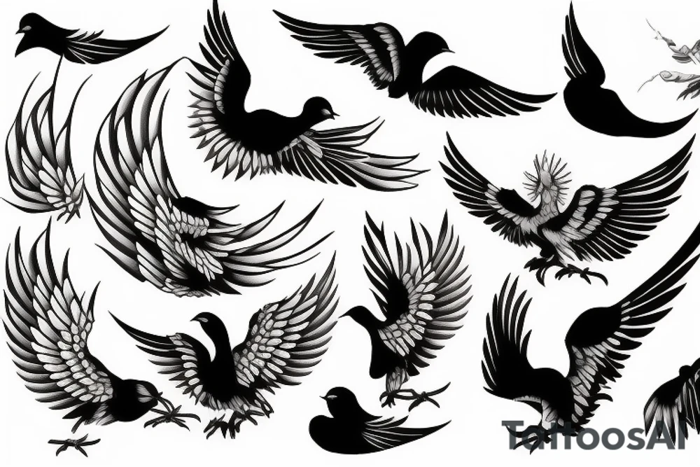 Bird with wings tattoo idea