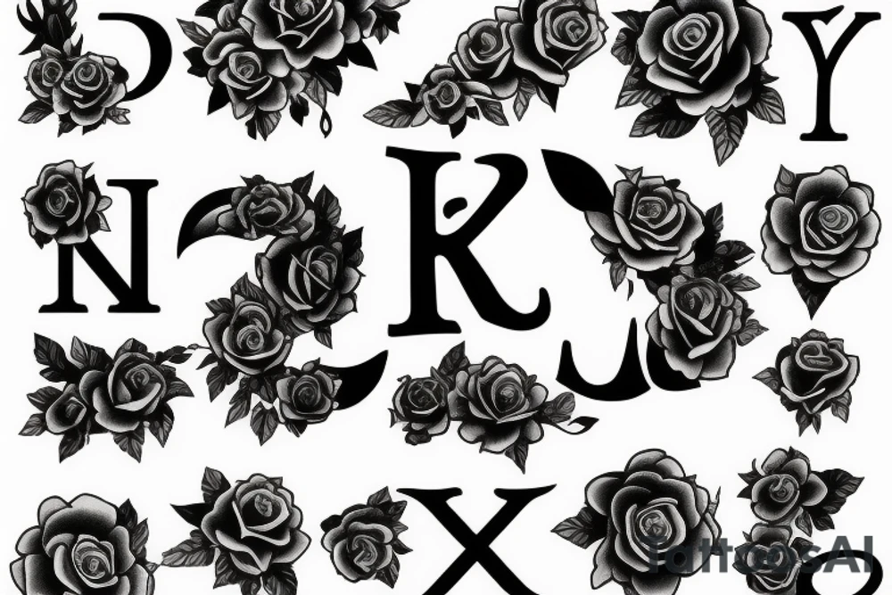 Letter A and I rose tattoo idea