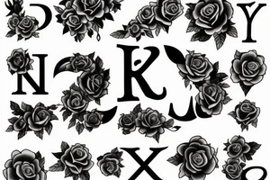 Letter A and I rose tattoo idea