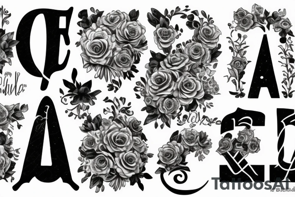 Letter A and I rose tattoo idea