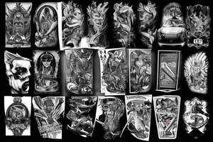 Motorcycle, poker ,god ,movies tattoo idea