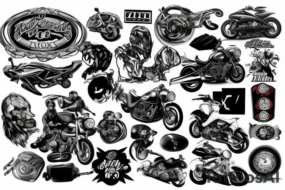 Motorcycle, poker ,god ,movies tattoo idea