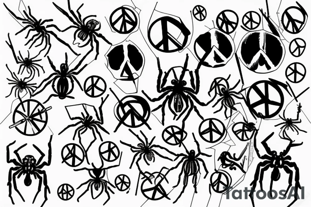 spider with a bloody peace sign tattoo idea