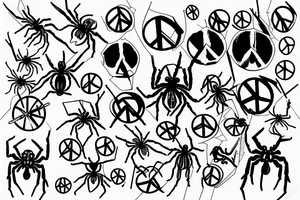 spider with a bloody peace sign tattoo idea