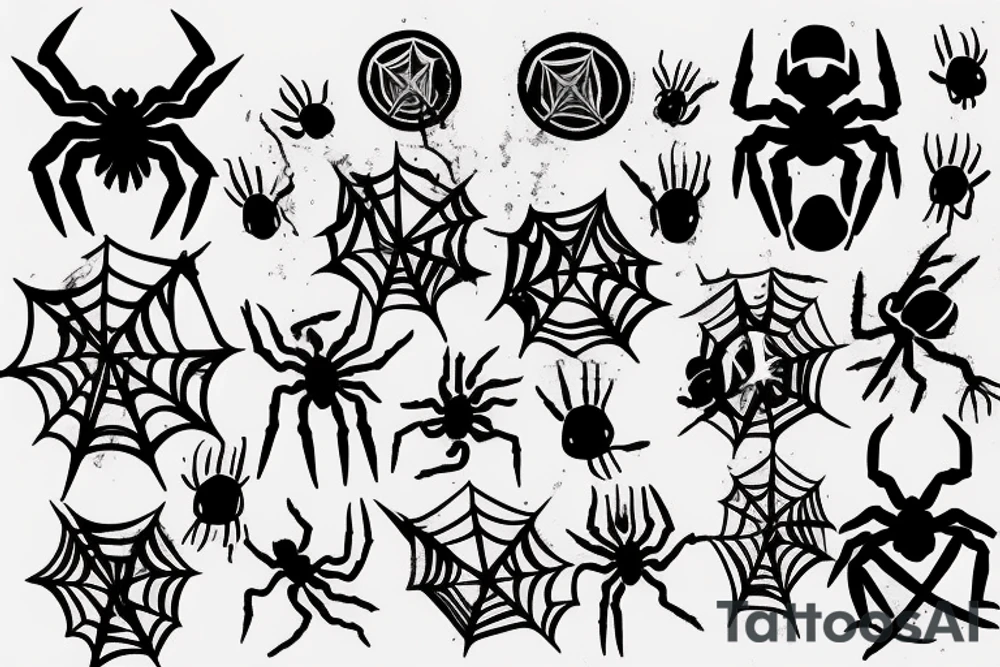 spider bloody peace sign tattoo idea