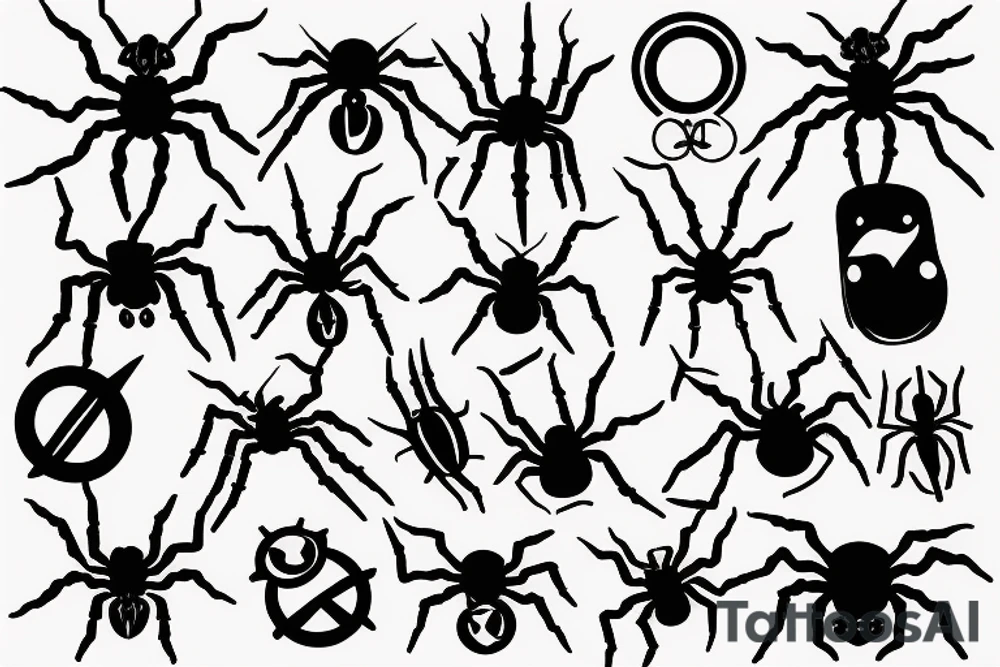 spider bloody peace sign tattoo idea
