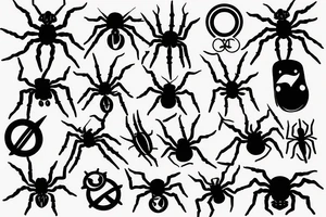 spider bloody peace sign tattoo idea