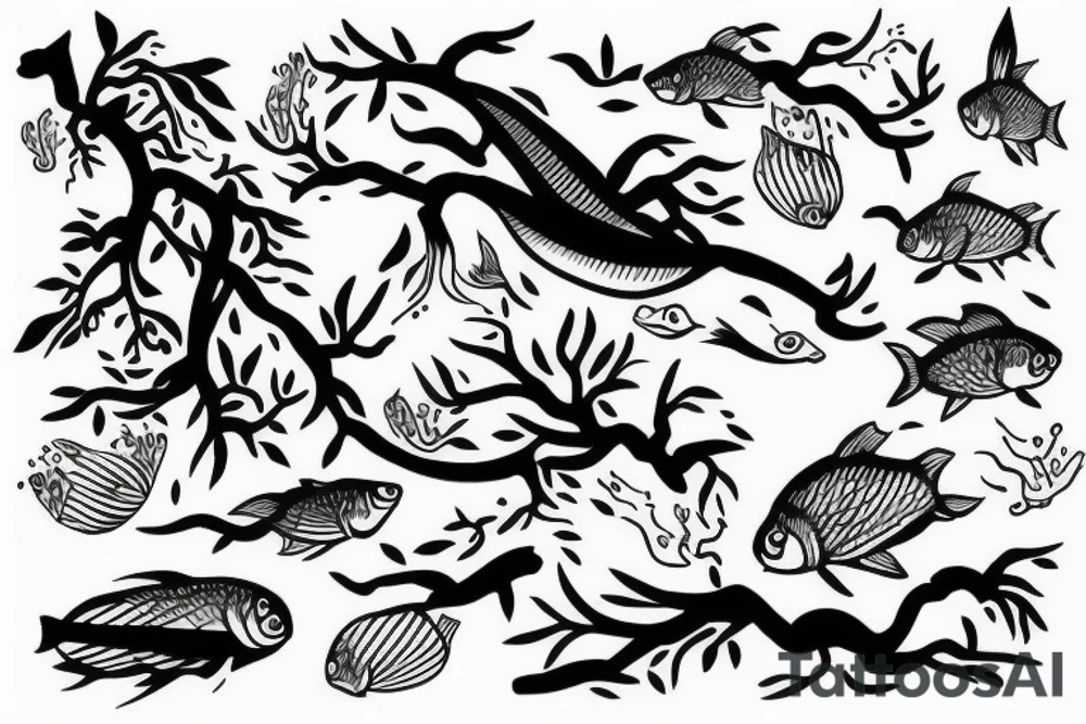 Fish climbing a tree tattoo idea