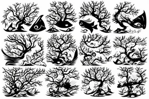 Fish climbing a tree tattoo idea