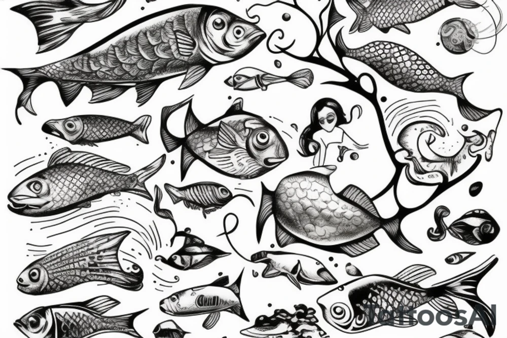 Fish climbing a tree tattoo idea