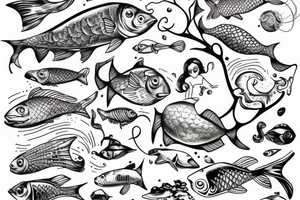 Fish climbing a tree tattoo idea