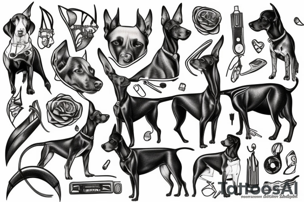 dobermann, black tattoo idea