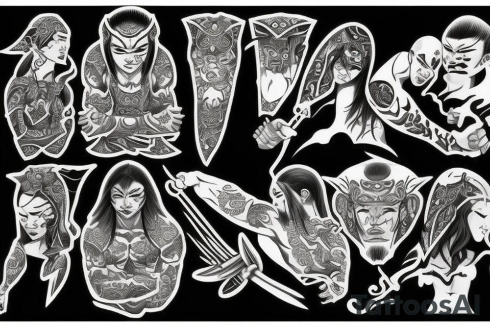 Asian powerful warrior tattoo idea