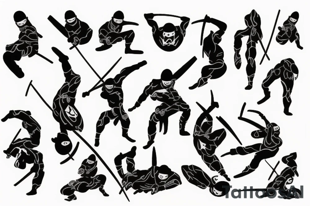 Ninja stance upside down tattoo idea