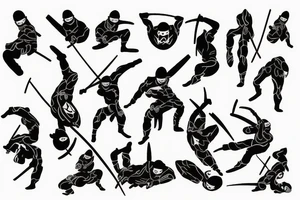 Ninja stance upside down tattoo idea