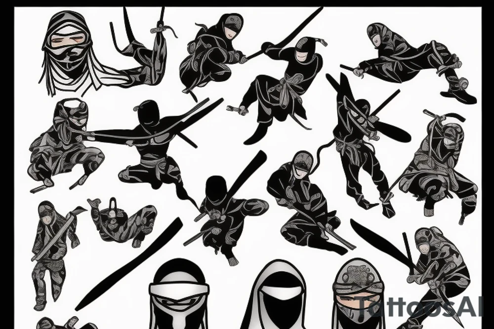 Hanged ninja 
down tattoo idea