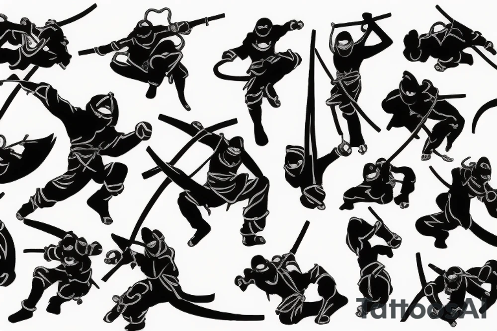 Hanged ninja 
down tattoo idea