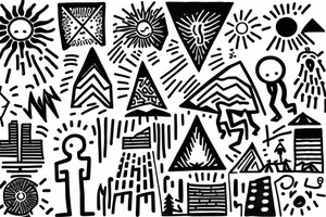 Mountains with trees and sun shining through the backdrop tattoo idea