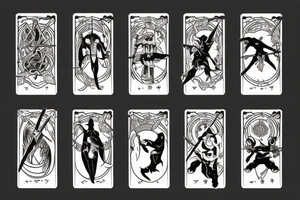 Hanged ninja 
down tarot card tattoo idea