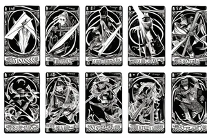Hanged ninja 
down tarot card tattoo idea