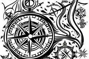 map
compass
anchor 
crow tattoo idea