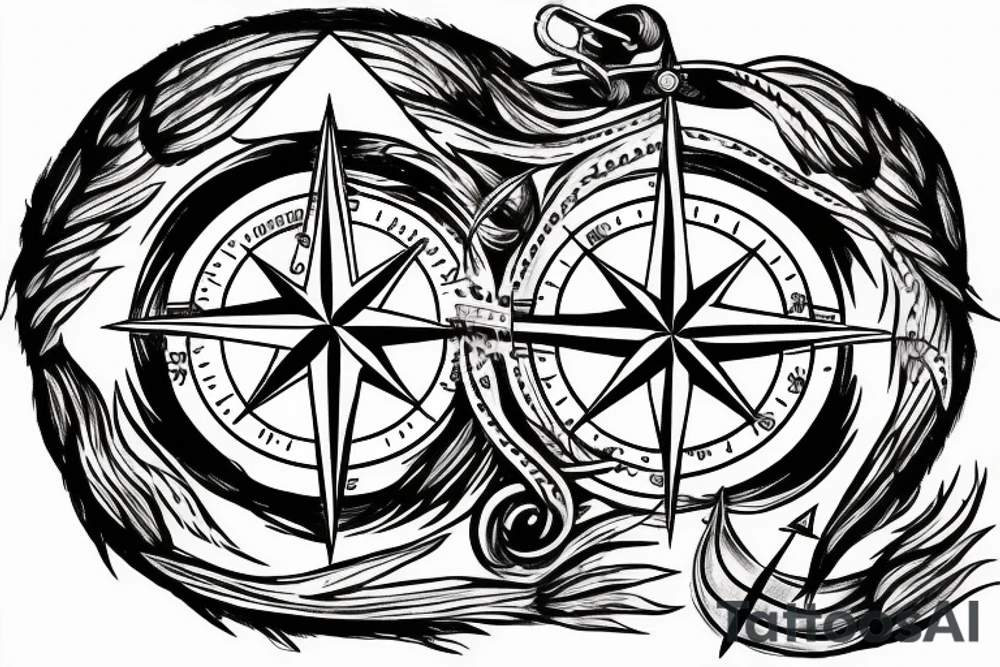 map
compass
anchor 
crow tattoo idea