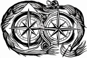map
compass
anchor 
crow tattoo idea