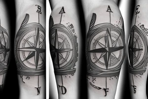 map
compass
anchor 
crow tattoo idea
