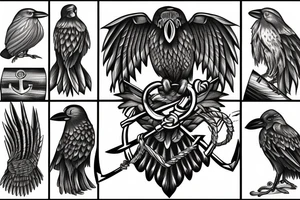 map
anchor 
crow tattoo idea