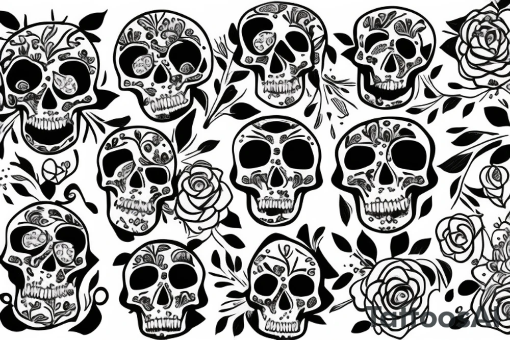 flowers blooming from skull tattoo idea
