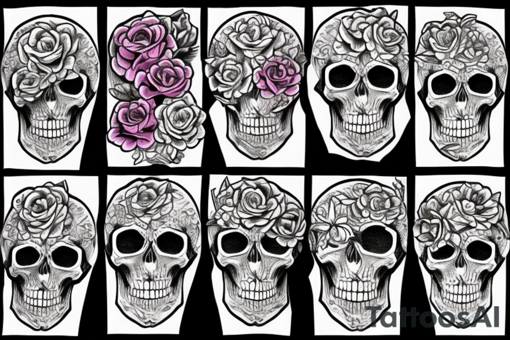 flowers blooming from skull tattoo idea
