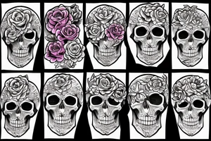 flowers blooming from skull tattoo idea