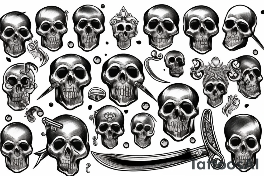 sword in skull tattoo idea