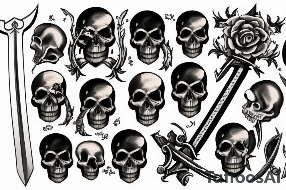sword in skull tattoo idea