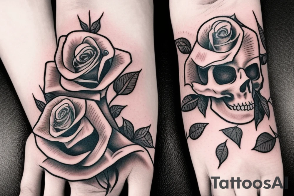 A skeleton hand holding a rose tattoo idea