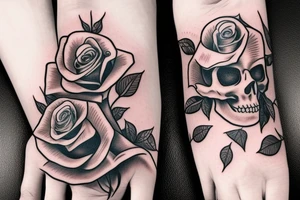 A skeleton hand holding a rose tattoo idea