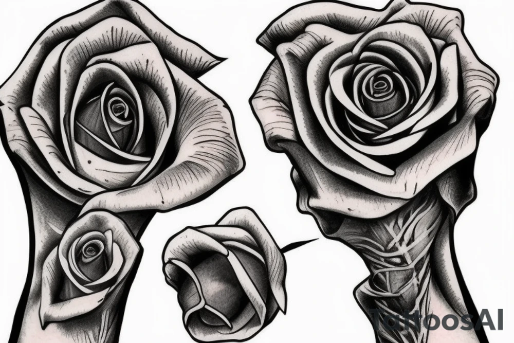 A skeleton hand holding a rose tattoo idea
