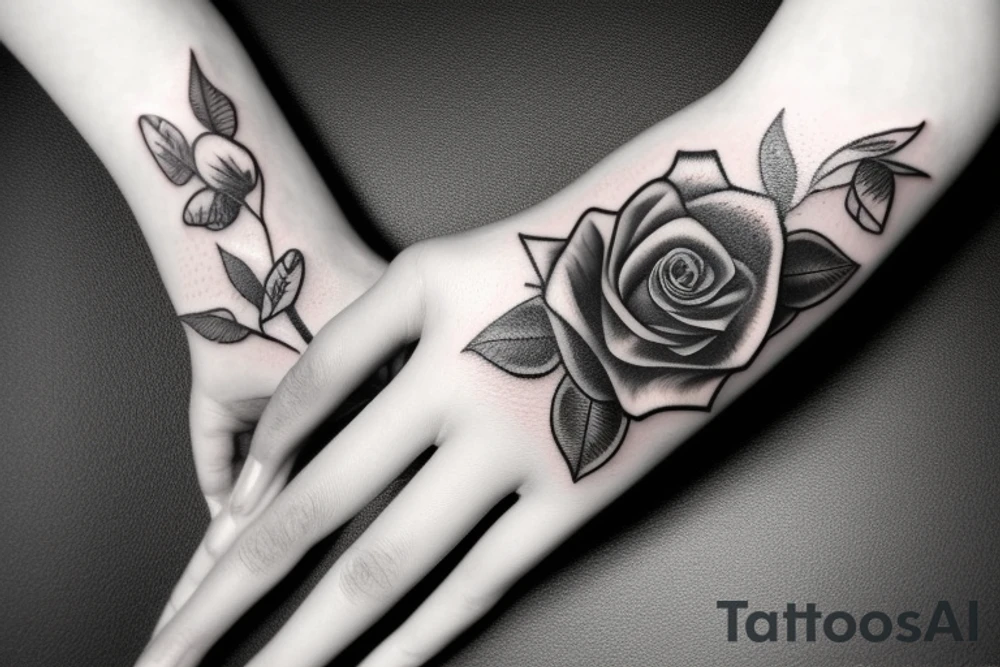 A skeleton hand holding a rose tattoo idea