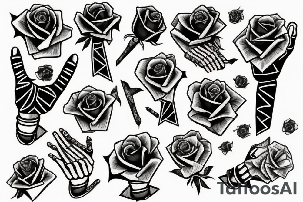 A skeleton hand holding a rose tattoo idea