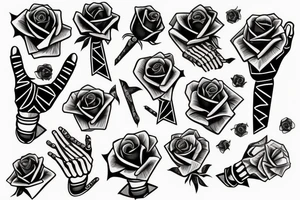 A skeleton hand holding a rose tattoo idea