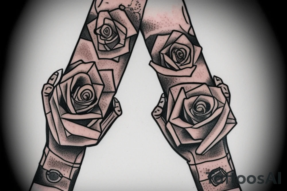 A skeleton hand holding a rose tattoo idea
