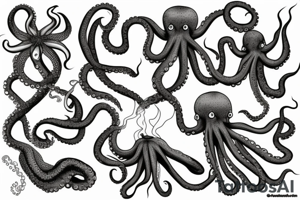 octopus smoking weed tattoo idea