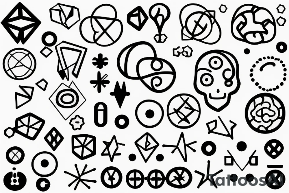 A psychology symbol along with a brain with hexagonal shapes tattoo idea