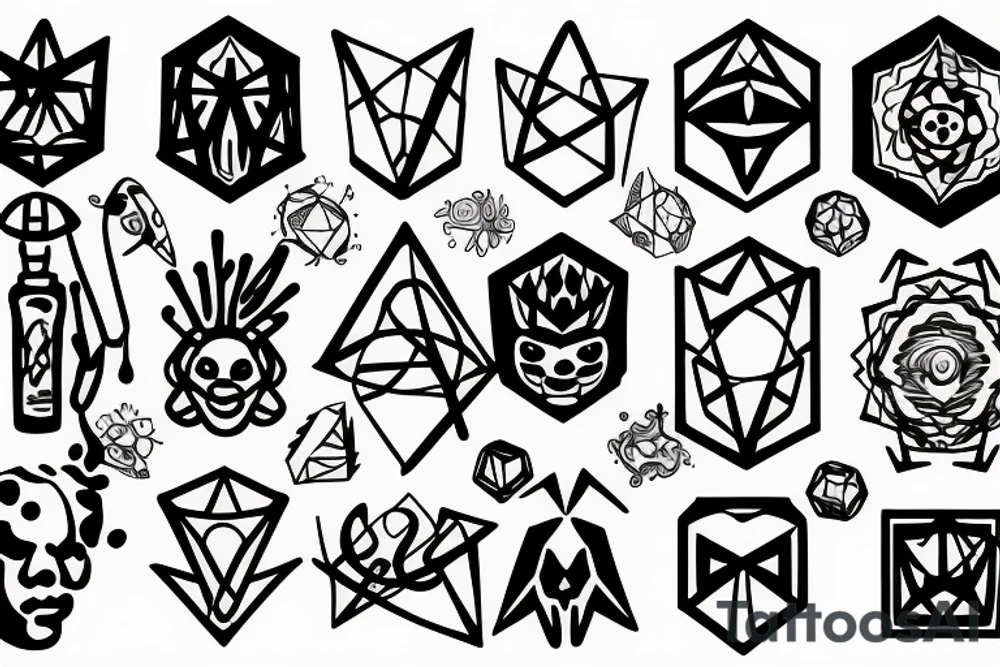 A psychology symbol along with a brain with hexagonal shapes tattoo idea